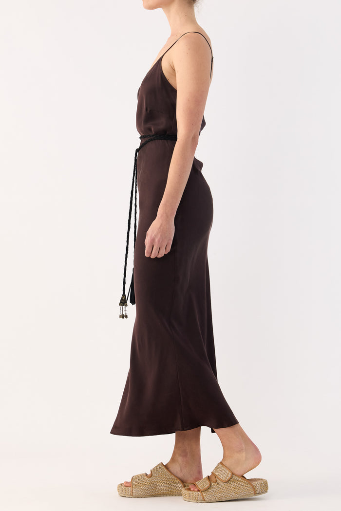 Oak Plaited Suede & Silk Chiffon Tie Belt