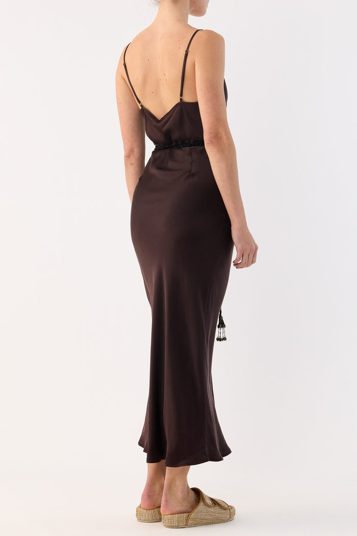 Oak Plaited Suede & Silk Chiffon Tie Belt