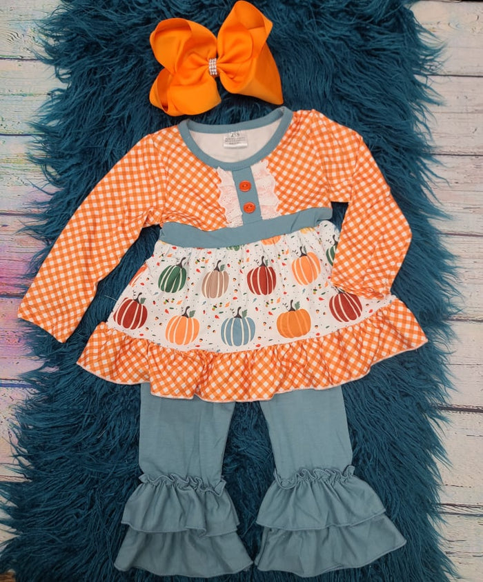 Orange Checked Pumpkin 2pc