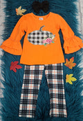 Orange Plaid pumpkin 2pc