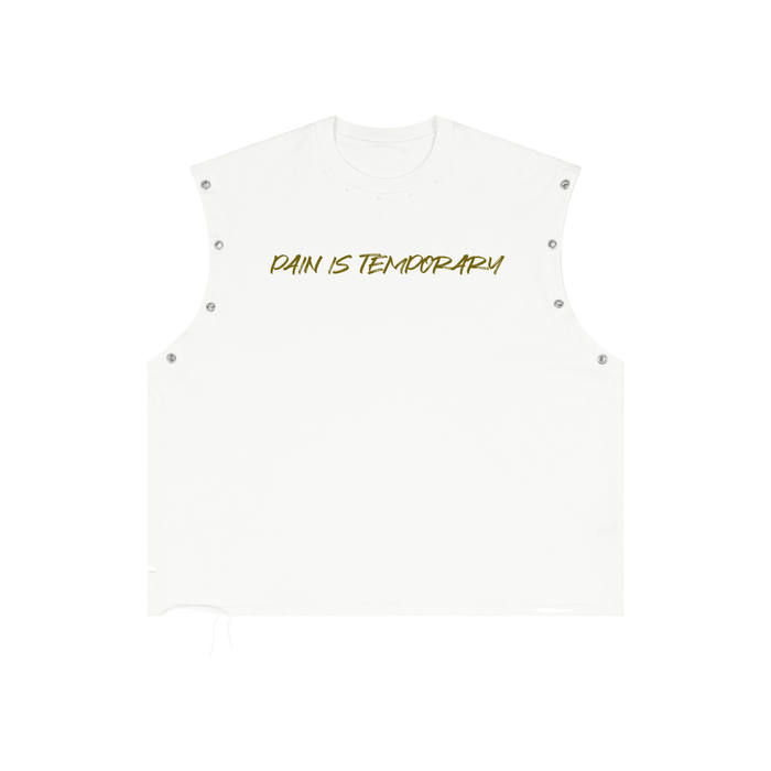 Pain Is Temporary Distressed Grommet Eyelet Tank Top