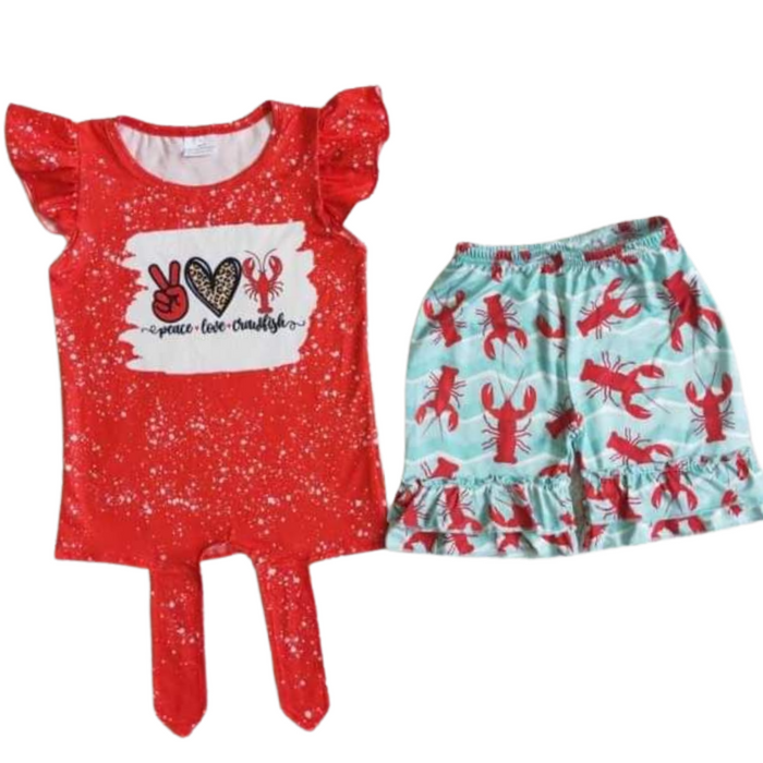 Peace Love Crawfish tie Set