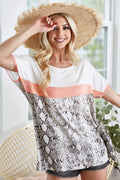 Peach stripe snake top