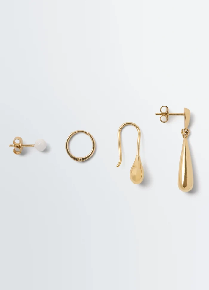 Piercings Set in Gold Plated Silver in Gold-Plated Silver and Resin, product shot, Top view Assorted shapes