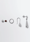 Piercings Set in Silver in Rhodium-Plated Silver, product shot, Front view Various shapes