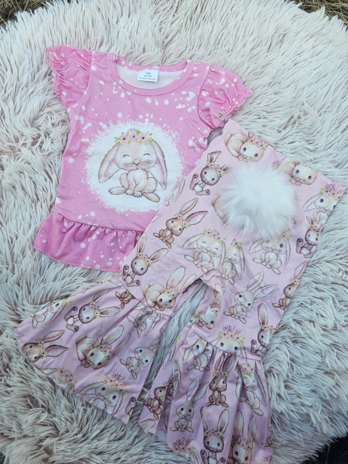 Pink Bleached Bunny w/ Cottontail Bells