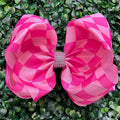 Pink Checked Bling Bow