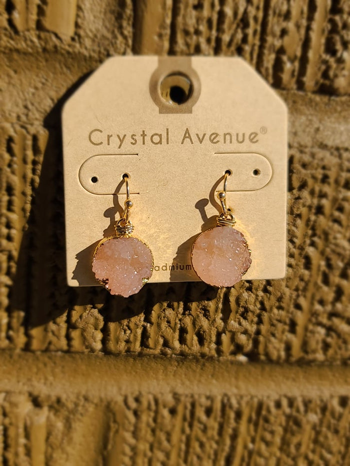 Pink Druzy Earrings