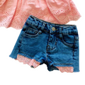 Pink Eyelet Jean Shorts