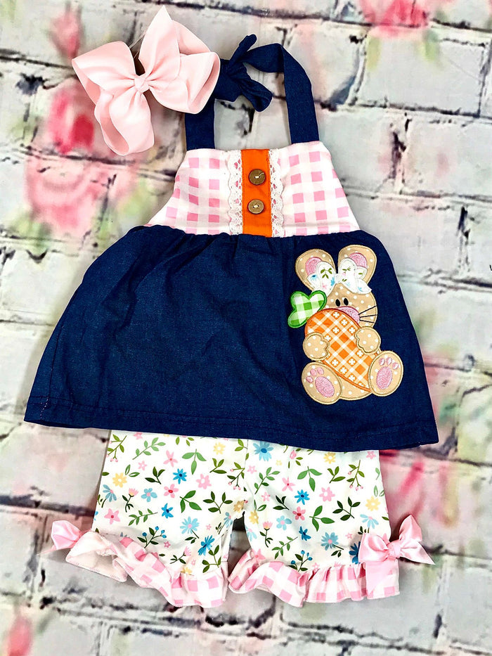 Pink Gingham/ Floral Bunny 2pc