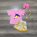 Pink Pencil 2pc Shorts set