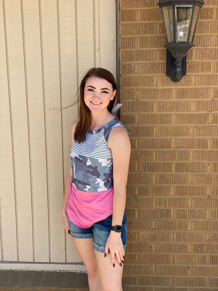 Pink Stripe Camo Tank 59