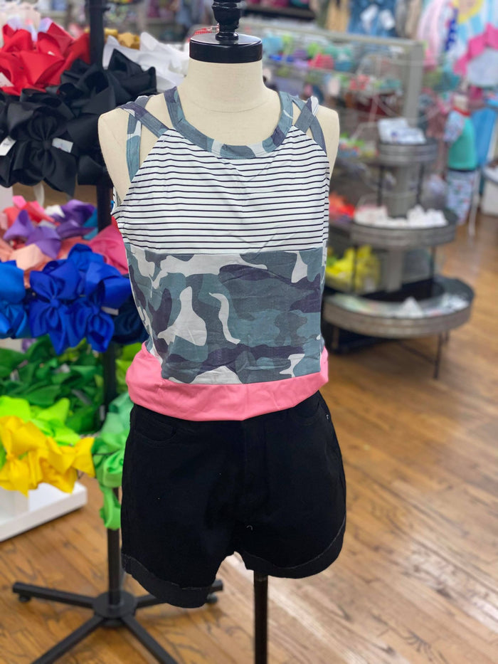 Pink Stripe Camo Tank 59