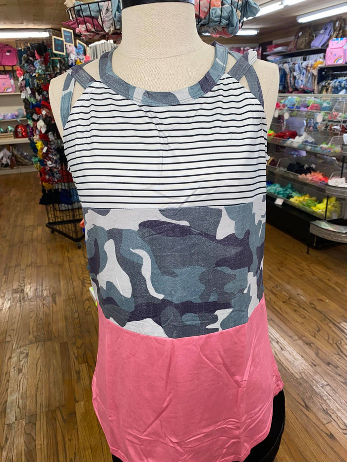 Pink Stripe Camo Tank 59