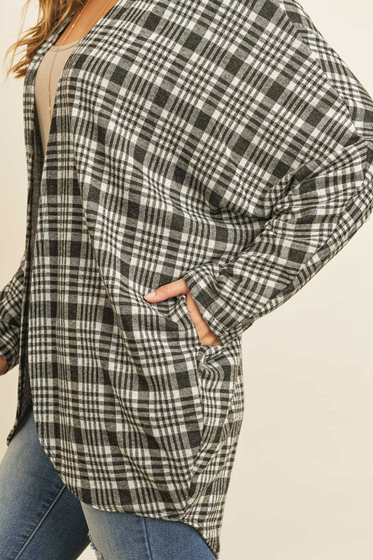 Plaid Round Hem Cardigan 67