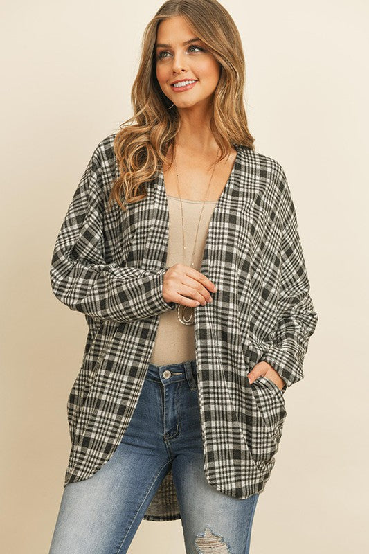Plaid Round Hem Cardigan 67