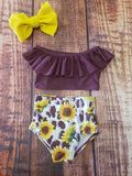 Plum Sunflower swim suit