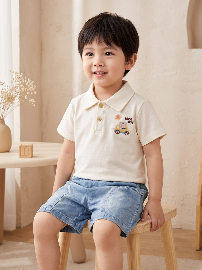 Polo Shirt & Denim Shorts Set