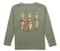 Properly tied Performance Tee LS Duck Calls Olive