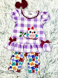 Purple Owl Capri Set