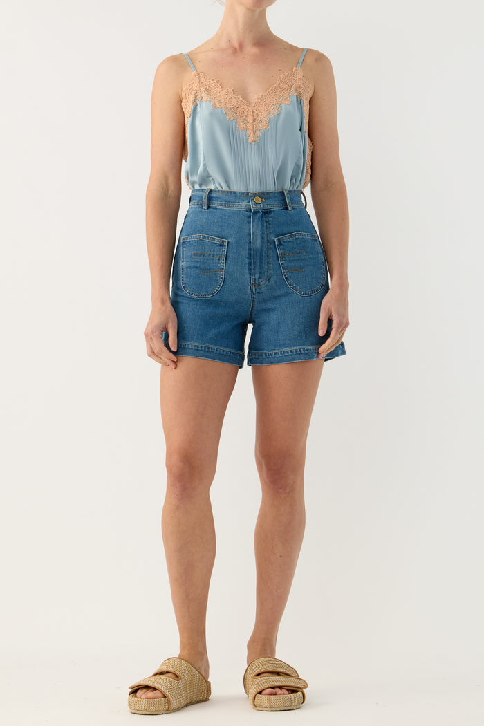 Raven High-Waisted Stretch Denim Short