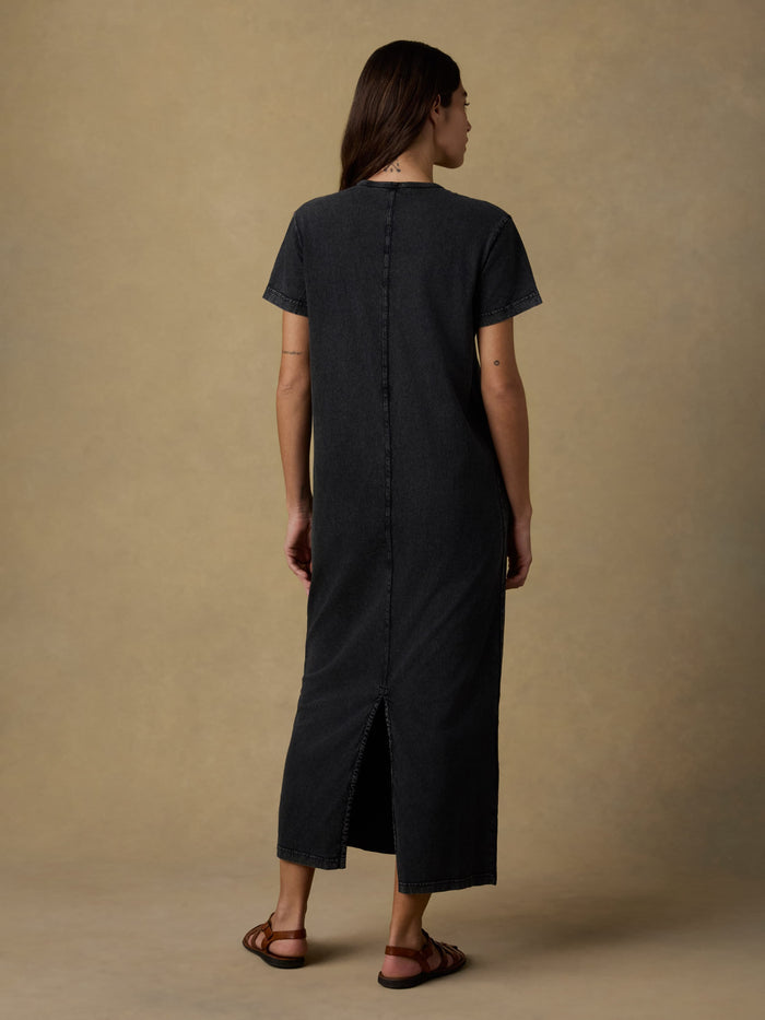 | Recycled Cotton Jersey T Shirt Dress - Washed Black | Faherty Brand
