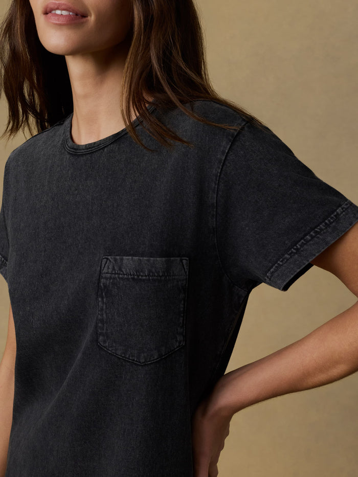 | Recycled Cotton Jersey T Shirt Dress - Washed Black | Faherty Brand