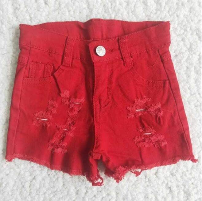 Red Distressed Shorts 63