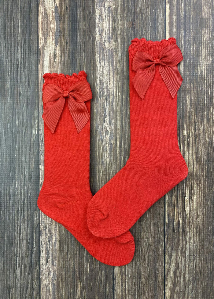 Red knee high Socks with bow