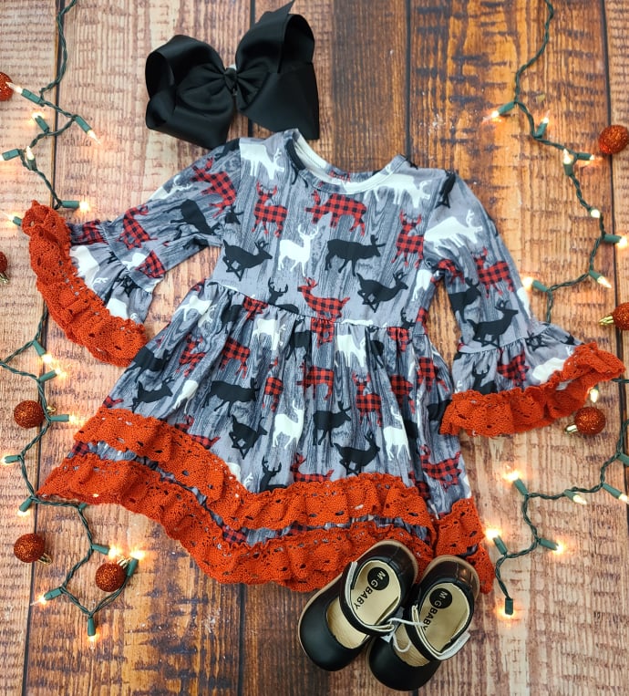 Red Lace Deer Dress