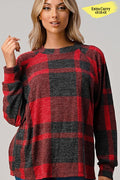 Red Plaid Extended plus top