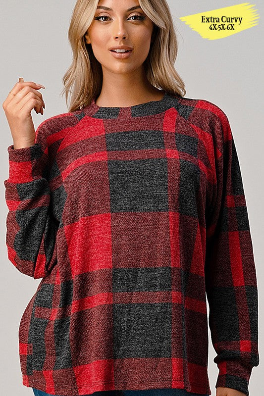 Red Plaid Extended plus top