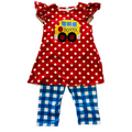 Red Polka Dot Bus Capri Set