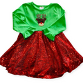 Red Sequin Reindeer Dress