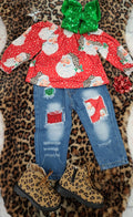 Red Snowy Santa distressed 2pc