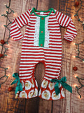 Red Striped Santa ruffle Romper