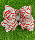 Red/White Stripe Baseball Bling Bow