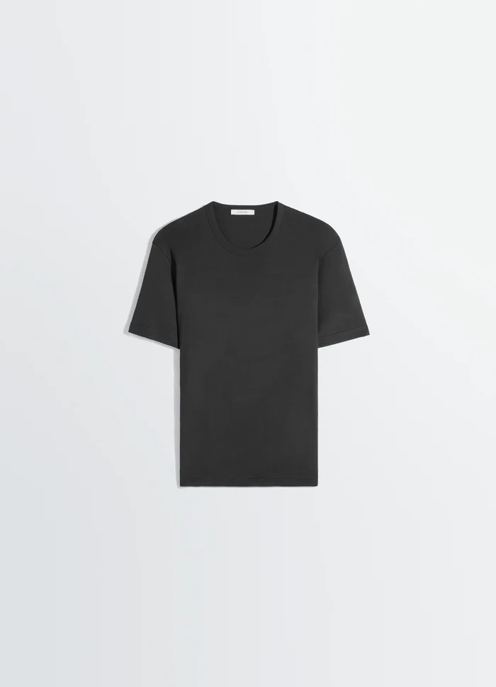 Lemaire Rib T-Shirt in Jersey in Mid-weight Cotton Jersey, product shot, side view short sleeves, minimal design