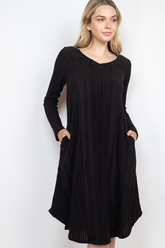 Ribbed Round Hem Dresses
