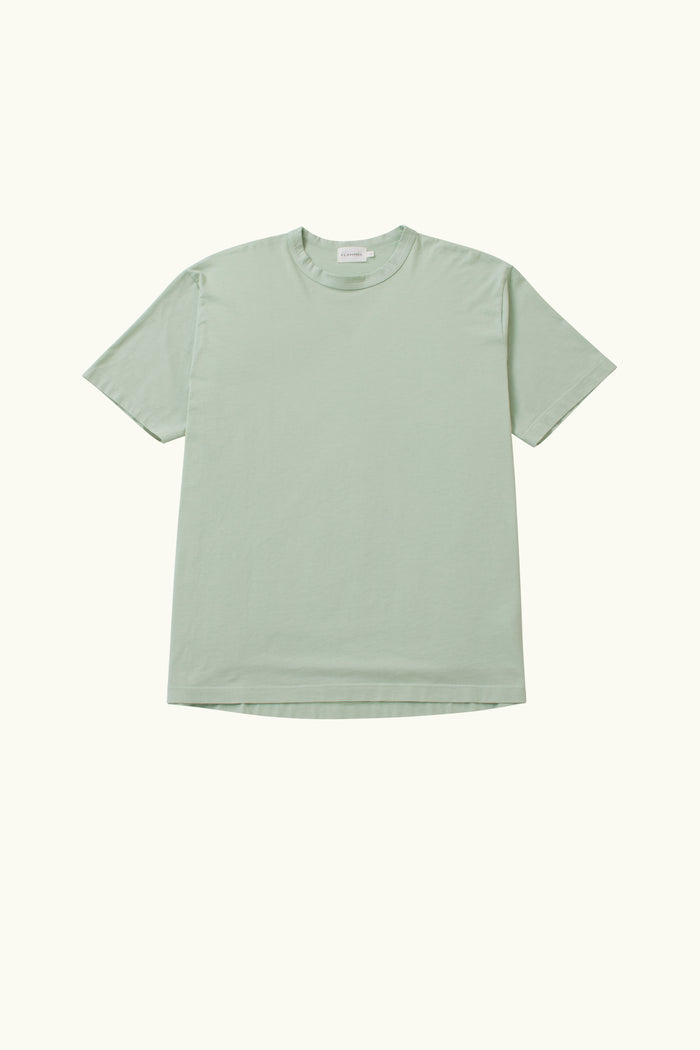 Light green cotton t-shirt on a white background