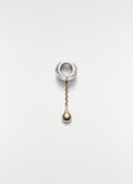 Scarf ornament in silver and brass with chain detail by LEMAIRE on plain white background