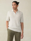 | Short-Sleeve Linen Sweater Polo - Ivory Steel Feeder | Faherty Brand