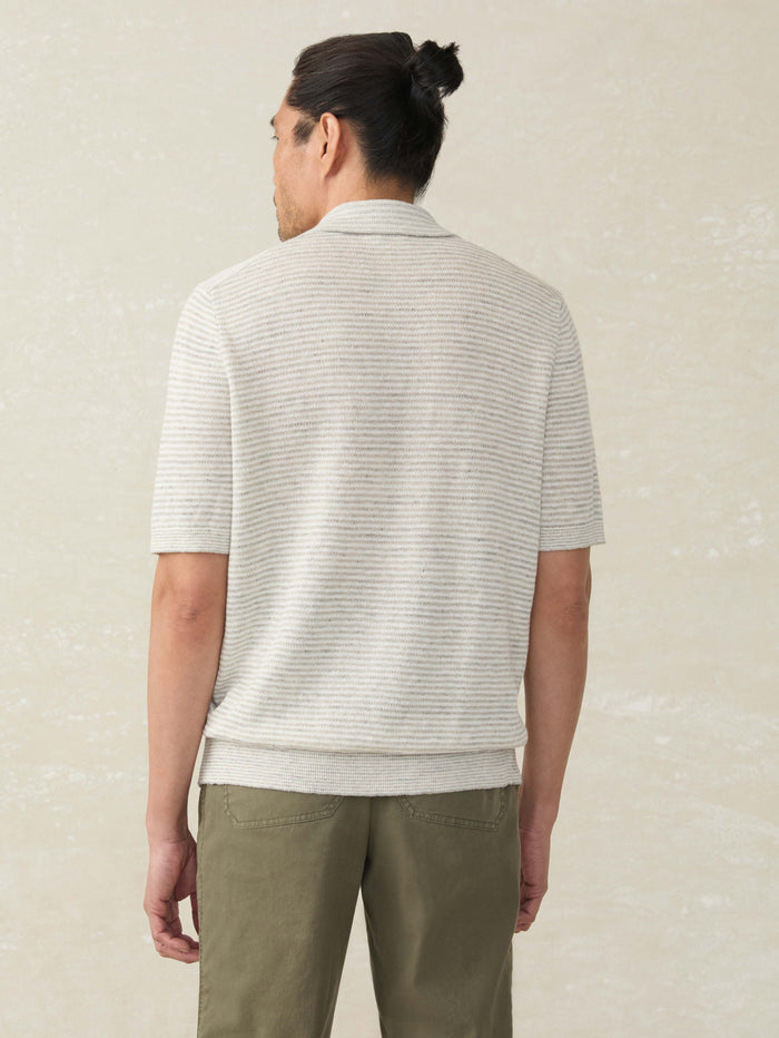 | Short-Sleeve Linen Sweater Polo - Ivory Steel Feeder | Faherty Brand