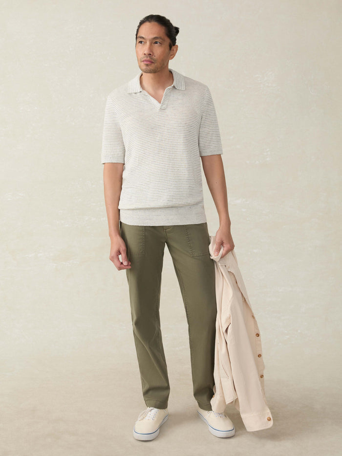 | Short-Sleeve Linen Sweater Polo - Ivory Steel Feeder | Faherty Brand