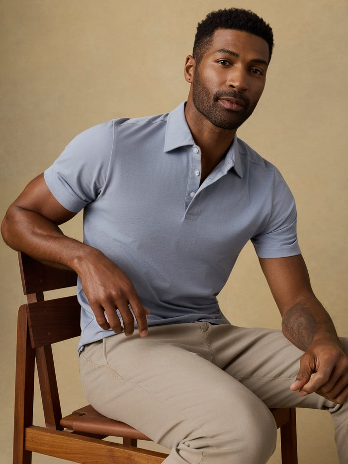 | Short-Sleeve Movement™ Pique Polo - Flint White Melange | Faherty Brand