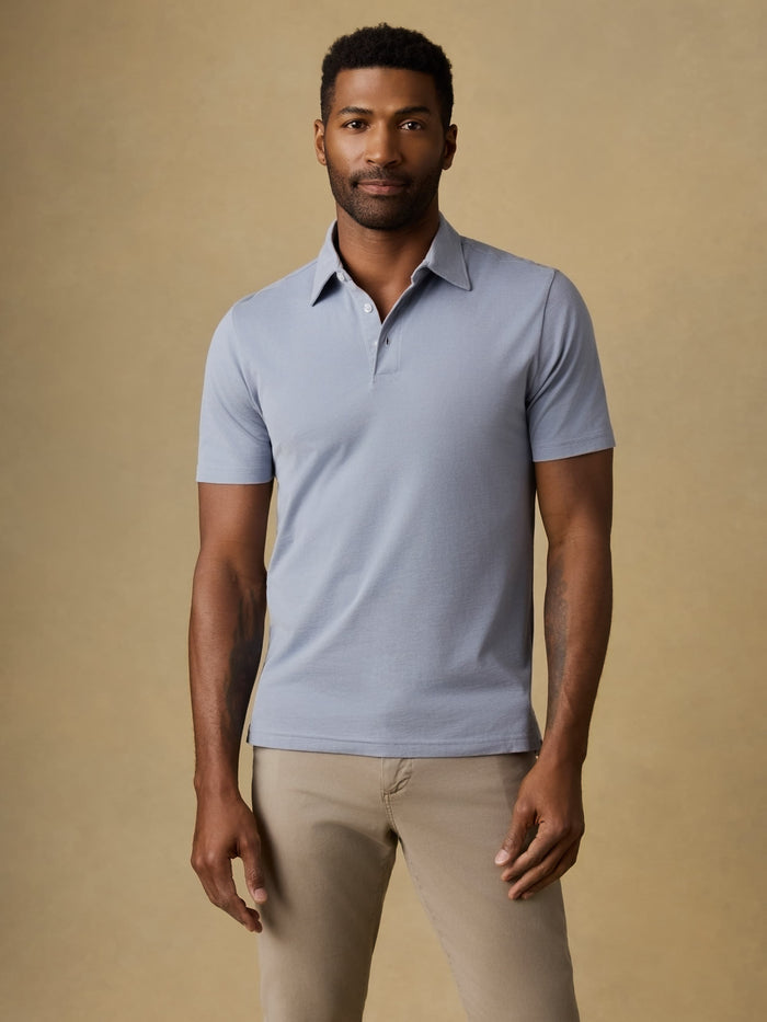 | Short-Sleeve Movement™ Pique Polo - Flint White Melange | Faherty Brand