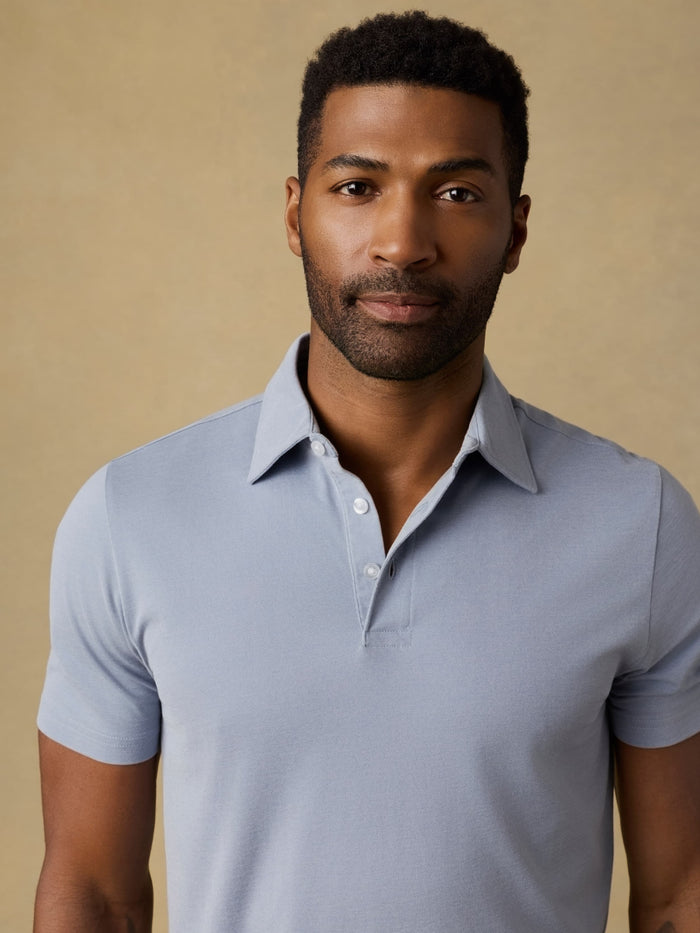 | Short-Sleeve Movement™ Pique Polo - Flint White Melange | Faherty Brand