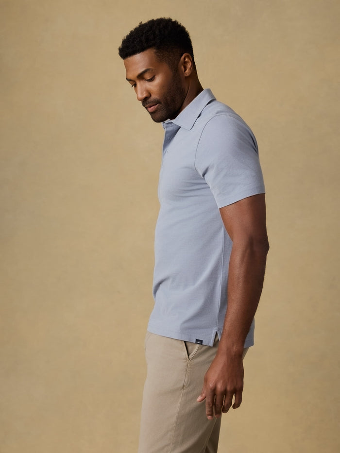 | Short-Sleeve Movement™ Pique Polo - Flint White Melange | Faherty Brand