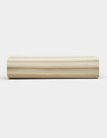 The Cozy Earth Soft-Wash Cotton Fitted Sheet, shown on a white background, features pale, horizontal grain-like patterns reminiscent of natural wood textures.|Color:Coconut and Sandalwood Stripe