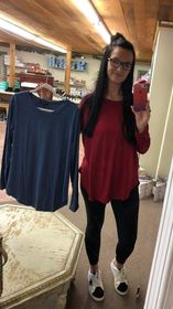 Solid Color/Leop w/ Pocket LS Top